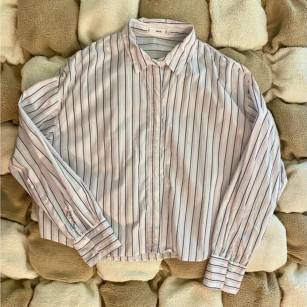 Striped White  Cropped Shirt